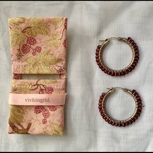 Viv & Ingrid Wire Wrapped Magenta Hoop Earrings